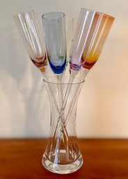 Colorful Unique Long Stemmed Champagne Flutes Set