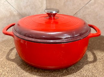 Red Enameled Cast Iron Lodge 6 QT Dutch Oven