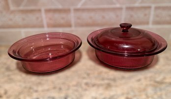 Cranberry Corning Visions Casserole Dishes