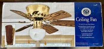 Windsor Brown 32in Flush Mount Ceiling Fan W/ Oak And Walnut Reversible Blades