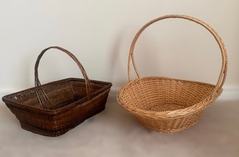 Finely Woven Wicker Baskets - Set Of 2
