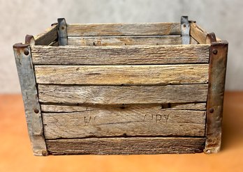 Vintage Dairy Wood And Steel Milk Carrier Crate