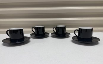 Black And White Espresso Cup And Plate Sets - 4 Sets