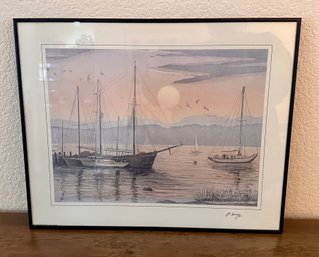 Beautiful Sailboat And Yacht Print By G Hardy