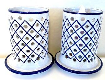 Hand Painted Made In Portugal Candle Holders