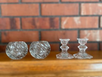 Beautiful Partylite And Mikasa Glass Candle Stick Holders