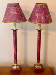 Retro Pink Multicolor Table Lamps - Set Of 2