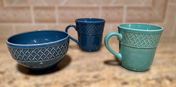 Blue And Turquoise Perennial Colors Mugs And Bowl