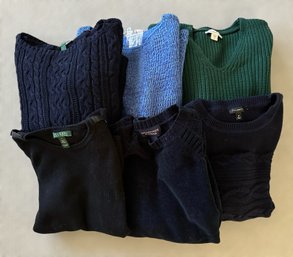 Assortment Of Cozy Navy Blue And Green Sweaters - Size L