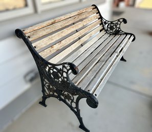 Cast Iron & Wood Slat Garden Bench