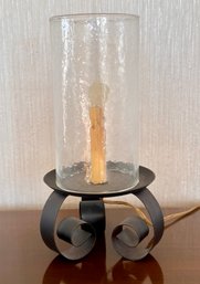 Rustic Frosted Glass Electric Candle And Holder