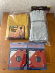 Welding Bundle W/ Apron, 3 Pack Gloves & Magnetic Holders