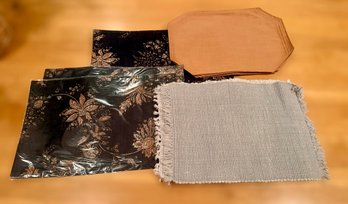 Gorgeous Tan And Blue Toned Placemats - Set Of 3