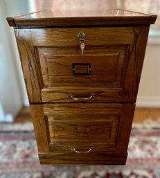 Solid Oak Filing Cabinet With Key