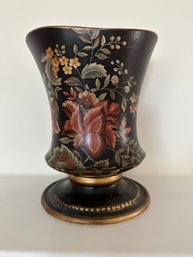 Black & Floral Ceramic Vase