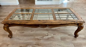 Wooden Coffee Table W/ Glass Panels