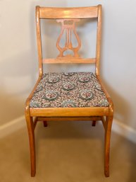 Vintage Oak Chair W/ Floral Seat Cushion