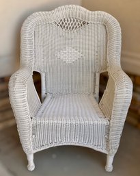 White Wicker Patio Chair 1 Of 2