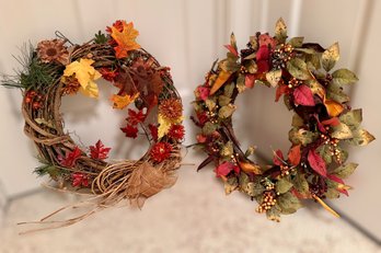Fall Foliage Wreaths - Set Of 2