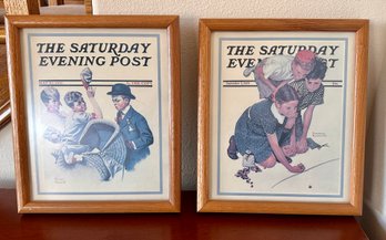 Norman Rockwell Framed Saturday Evening Post Prints - Set Of 2