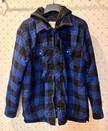 Blue And Black Plaid Hooded Boston Traders Jacket Size Mens L