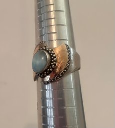 Vintage Blue Stone 925 Stamped Sterling Ring