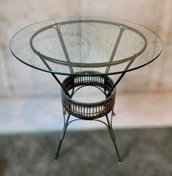 Glass Table W/ Iron Decorative Base