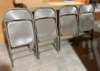 Classic Grey Metal Folding Chairs - Set Of 4