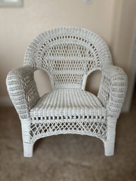 White Wicker Chair W/ Pillow Seat