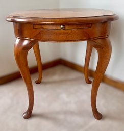 Vintage Wood End Table With Pull Out Extender