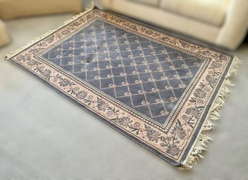 Beautiful Powder Blue Floral Woven Rug