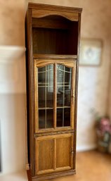 Unique Vintage Solid Wood W/ Glass Panel Display Book Shelf