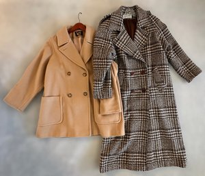 Vintage Tan Lauren Meren Overcoat And Tweed Trilogi Peacoat - Size 10