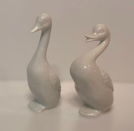 Vintage White Ceramic Duck Figurines