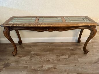 Wooden Hall Table W/ Glass Panels