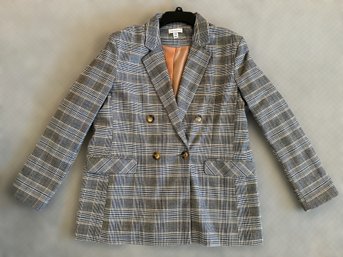 Topshop Plaid And Coral Lined Blazer - Size 14
