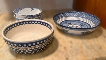 Great Assortment Of Blue And White Serving Bowls