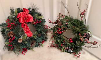 Stunning Decorative Christmas Wreaths - Set Of 2