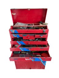 Rolling Metal Stackable Toolbox Full Of Tools