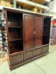 Beautiful Entertainment Center W/ Metal Finishings