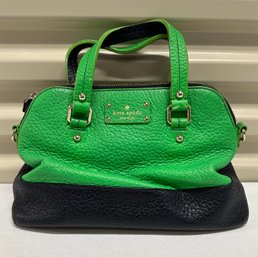 Kate Spade Navy And Green Leather Purse With Strap Attachments