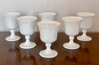 White Grape Vine Wine Milk Glasses - Set Of 6