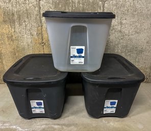 Homz 18 Gallon Totes W/ Lids - Set Of 3