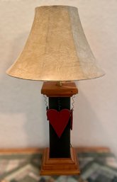 Lovely Rustic Lamp With Red Hanging Hearts
