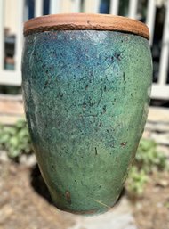 Stunning Large Outdoor Dark Green Glazed Terracotta Planter Pot
