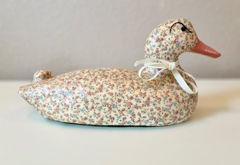Vintage Floral Patterned Decoupage Duck W/ Polka Dotted Bill
