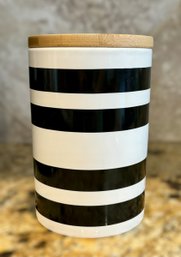 Latter Day Home Striped Ceramic Food Canister W/ Wooden Lid