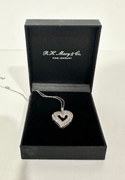 Wonderful R.H. Macy & Co. 10k Gold Heart Necklace W/ Small Diamonds