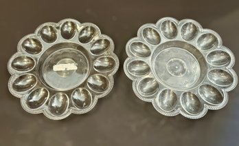 Beautiful Clear Plastic Egg Serving Platters - Lot Of 2