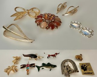 Beautiful Collection Of Womans Fashion Clip Earrings  And Brooches And Brooches